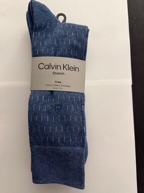 Calvin Klein Navy Patterned Stretch Crew Socks - 4 Pack
